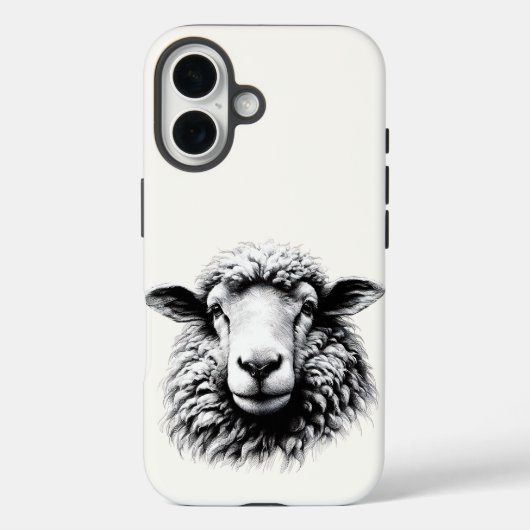 Tekening van een schaapskop Case-Mate iPhone case (Achterkant)