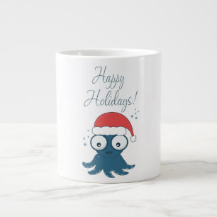 tekening van een schattige cartoon blauwe octopus extra grote beker