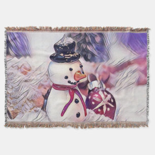  Tekening van een Sneeuwman in waterverf Deken