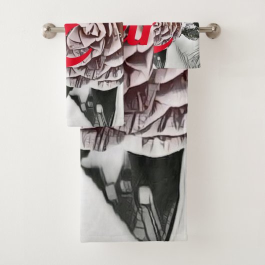 Tekening van gezaaid Roos, bevroren Bad Handdoek (Insitu)