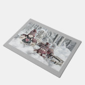  tekening van gnomen in de sneeuw deurmat (Schuin)