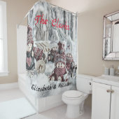 tekening van gnomen in de sneeuw douchegordijn (In situ)