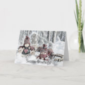 tekening van gnomen in de sneeuw kaart (Voorkant)