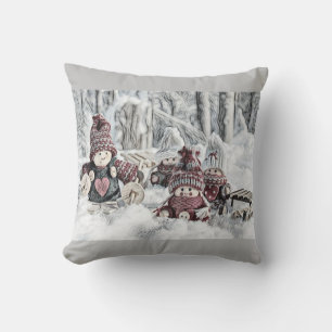  tekening van gnomen in de sneeuw kussen