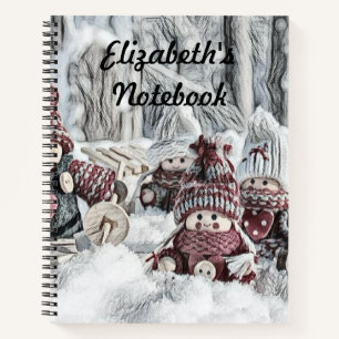 tekening van gnomen in de sneeuw notitieboek