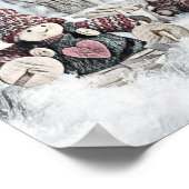  tekening van gnomen in de sneeuw poster (Hoek)