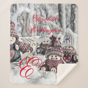  tekening van gnomen in de sneeuw sherpa deken