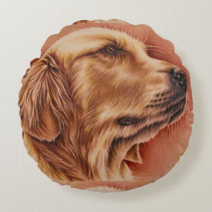 Tekening van Golden Retriever op Pillow Rond Kussen