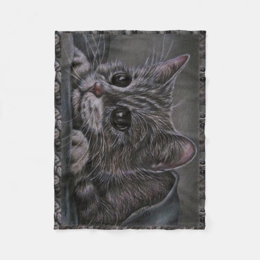 Tekening van Grey Kitten op Blanket Fleece Deken (Voorkant)