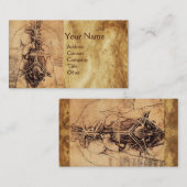Tekening van het Antiek perkamperkament van de vro Visitekaartje (Voorkant / Achterkant)