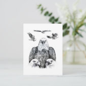 Tekening van het Eagle Collage Potlood Briefkaart (Staand voorkant)