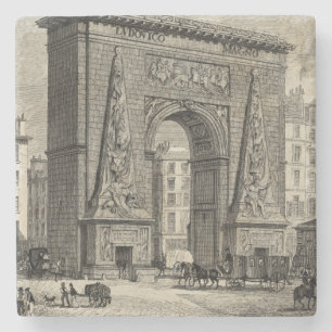 Tekening van het Monument van Porte Saint-Denis Stenen Onderzetter