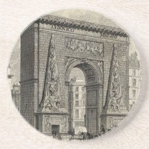 Tekening van het Monument van Porte Saint-Denis Zandsteen Onderzetter
