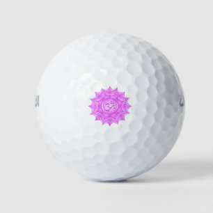 Tekening van het roze glas Lotus Flower om symbool Golfballen