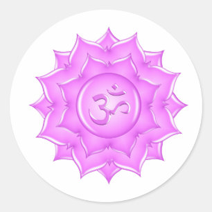 Tekening van het roze glas Lotus Flower om symbool Ronde Sticker