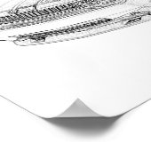Tekening van het zwarte en witte dodge Challenger  Poster (Hoek)