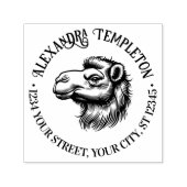 Tekening van kameelkop Naam Retouradres #1P Zelfinktende Stempel (Design)