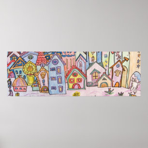 tekening van kinderen in de stad poster