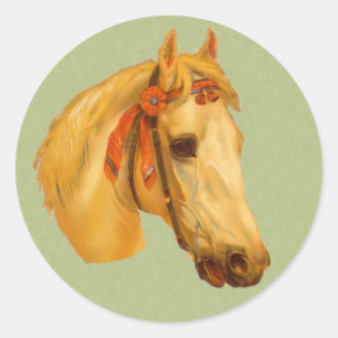 tekening van kunstpalomino Paardenkop Ronde Sticker