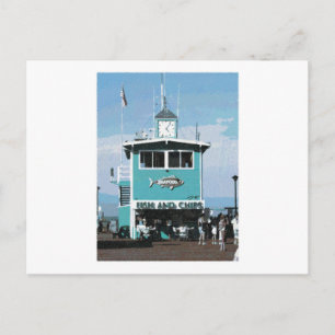 Tekening van restaurant- en visgerei briefkaart