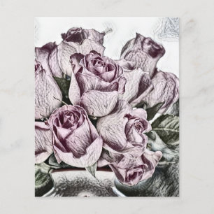 Tekening van roze rozen bucket Paper