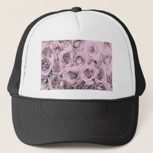 tekening van roze rozen trucker pet