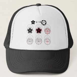 Tekening van vijf ruiten in tien gelijke delen trucker pet