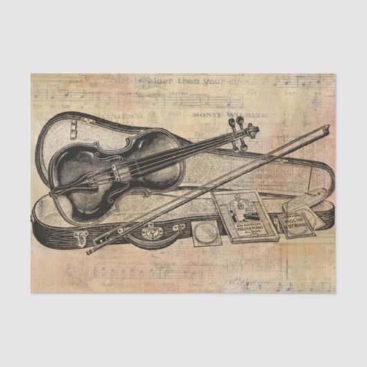  tekening van Violin op blad Muziekontkoppeling Tissuepapier (Voorkant)