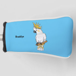Tekening van zwavelkuifkaketoe vogel golfheadcover