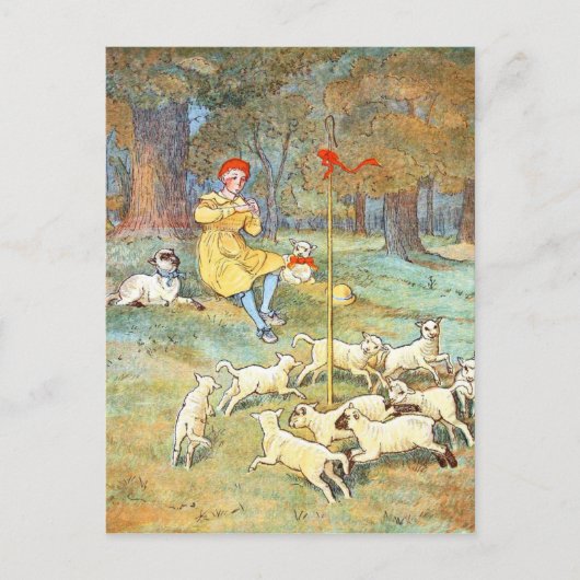tekening: Young Shepherd met zijn lammeren Briefkaart (Voorkant)