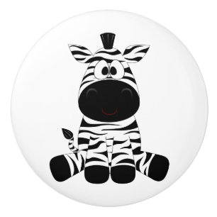 Tekening zwarte en witte Zebra Keramische Knop