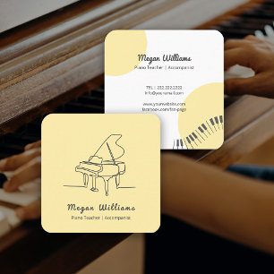 Tekeningen Grote Piano Docent Muziekles Vierkante Visitekaartje