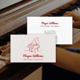Tekeningen Grote Piano Docent Muziekles Visitekaartje