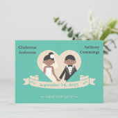 Tekeningen Koppel Save The Date Aankondiging (LAA) (Staand voorkant)