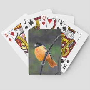 Tekeningen van de wielewaal - originele vogelkunst pokerkaarten