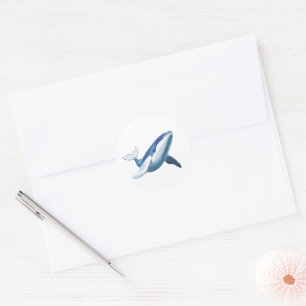 Tekeningen van een cute bultige walvis die zwemt ronde sticker