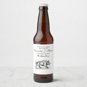 Tekeningen van een oud everzwijn zwart-wit #2 bier etiket