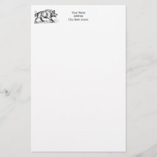 Tekeningen van een oud everzwijn zwart-wit #2 briefpapier