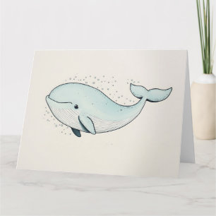 Tekeningen van een schattige cartoon walvis kaart