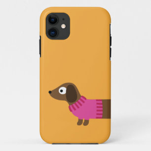Tekeningen van een schattige lange takshond iPhone 11 hoesje