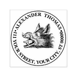 Tekeningen van een vintage wilde zwijnenkop BW Zelfinktende Stempel