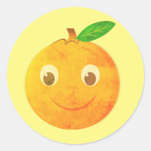 Tekeningen van Mooie Vintage Sinaasappel Stripfigu Ronde Sticker