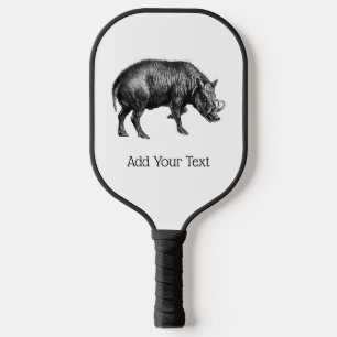 Tekeningen van oud wild zwijn zwart-wit pickleball paddle