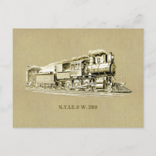 Tekeningen van oude stoomtrein locomotieven briefkaart