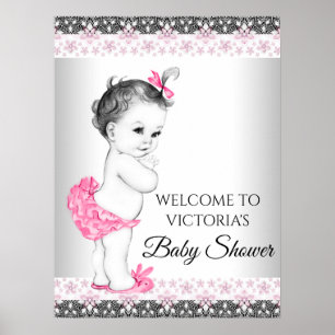 Tekeningen voor vintage meisje baby shower poster
