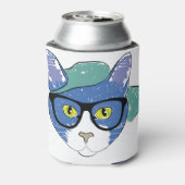 Tekenkat-mascot-kattenpotlood Blikjeskoeler (Blikje Achterkant)