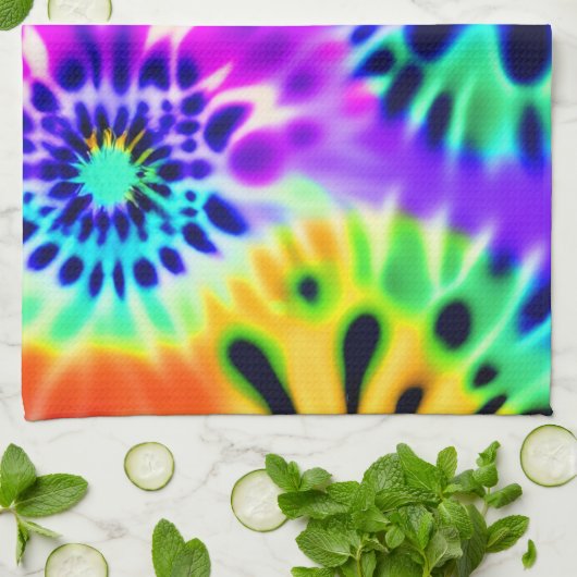 Tekenkleurstof wervelpatroon ontwerp theedoek (Gevouwen)