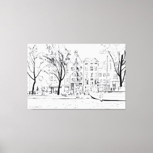 Tekenkunst Amsterdam Canvas Afdruk