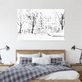 Tekenkunst Amsterdam Canvas Afdruk (Insitu (Slaapkamer))