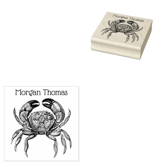 Tekennaam van antieke krab #1 	rubberstempel (Gestempeld)